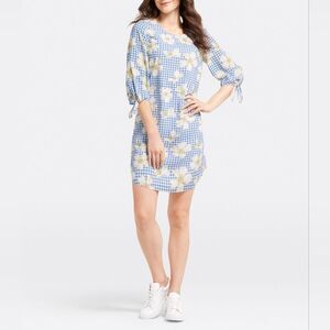 Draper James SCAD Cherokee Rose Gingham Shift Dress Size 8 Floral Preppy Summer